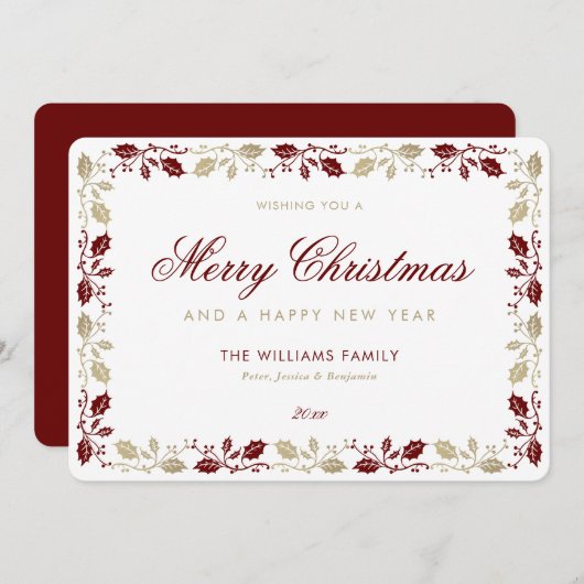 Elegant Red Gold Frohe Weihnachten Glück Neues Jah (Vorne/Hinten)