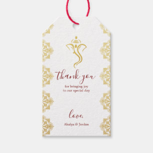 Elegant Red & Gold Ganesha & Mehndi Hindu Wedding Geschenkanhänger