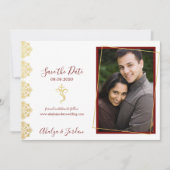 Elegant Red & Gold Ganesha & Mehndi Save the Date (Vorderseite)