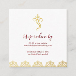 Elegant Red & Gold Ganesha & Mehndi Wedding RSVP Begleitkarte