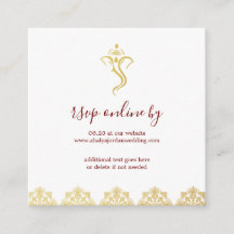 Elegant Red & Gold Ganesha & Mehndi Wedding RSVP
