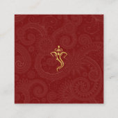 Elegant Red & Gold Ganesha & Mehndi Wedding RSVP Begleitkarte (Rückseite)