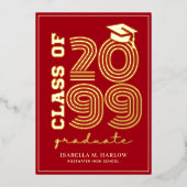 Elegant Red Gold Graduation YY Announcement Folieneinladung (Vorderseite)