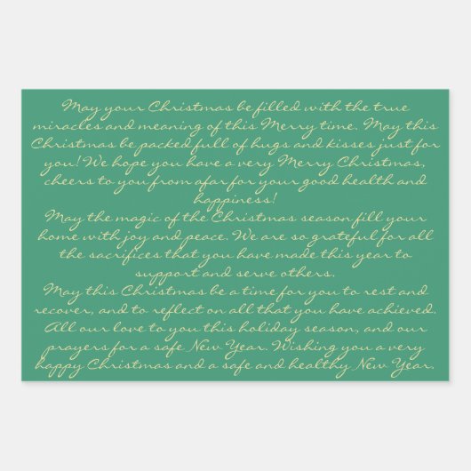 Elegant Red Gold Green Calligraphy Frohe Weihnacht Geschenkpapier Set (Vorderseite 3)