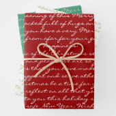 Elegant Red Gold Green Calligraphy Frohe Weihnacht Geschenkpapier Set (Beispiel)