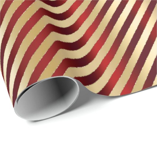Elegant Red Gold Luxury Stripe Pattern Geschenkpapier (Rolleneckpunkt)