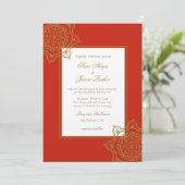 Elegant Red & Gold Mandala Indianerhochzeit Einladung (Stehend Vorderseite)