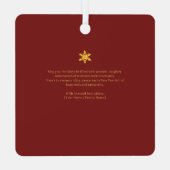 Elegant Red & Gold Merry Christmas Family Photo - Ornament Aus Metall (Rückseite)