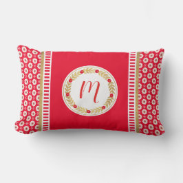 Elegant Red Gold Monogram Lendenkissen