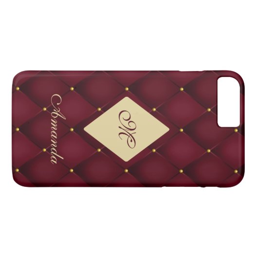 Elegant Red Gold Monogram Tufted Case-Mate iPhone Hülle (Rückseite (Horizontal))