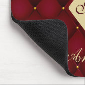 Elegant Red Gold Monogram Tufted Mousepad (Ecke)