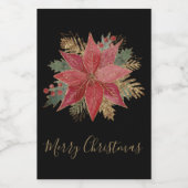 Elegant Red Gold Poinsettia Blume Frohe Weihnachte Lebensmitteletikett (Einzelnes Label)