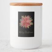 Elegant Red Gold Poinsettia Blume Frohe Weihnachte Lebensmitteletikett (Vorderseite)