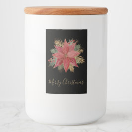 Elegant Red Gold Poinsettia Blume Frohe Weihnachte Lebensmitteletikett