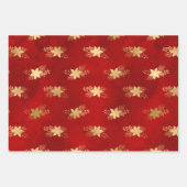 Elegant Red Gold Poinsettia Bouquet Weihnachten Geschenkpapier Set (Vorderseite 2)