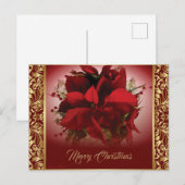 Elegant Red & Gold Poinsettia Postkarte (Vorne/Hinten)