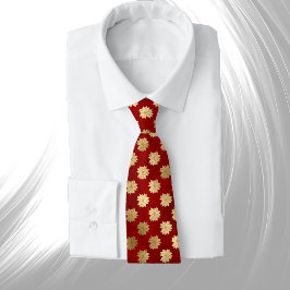 Elegant Red Gold Poinsettia Weihnachten Krawatte