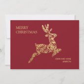 Elegant Red Gold Rentier Frohe Weihnachten (Vorderseite)