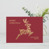 Elegant Red Gold Rentier Frohe Weihnachten (Stehend Vorderseite)