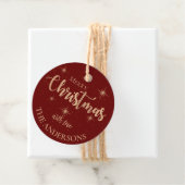 Elegant Red Gold Stars Name Frohe Weihnachten Geschenkanhänger (Beispiel)