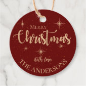 Elegant Red Gold Stars Name Frohe Weihnachten Geschenkanhänger (Vorderseite)