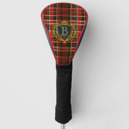 Elegant Red Gold Tartan Monogrammed Corporate  Golf Headcover