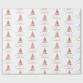 Elegant Red Gold Tree Muster Name Merry Christmas Geschenkpapier (Flach)