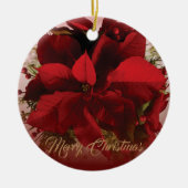 Elegant Red & Gold Weihnachten Poinsettia Keramik Ornament (Vorne)