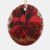 Elegant Red & Gold Weihnachten Poinsettia Keramik Ornament (Links)
