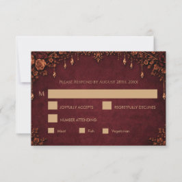 Elegant red gothic halloween Wedding RSVP Card Karte