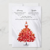 Elegant Red Gown & Butterflies Quinceañera Einladung (Rückseite)