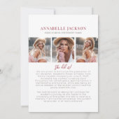 Elegant Red Graduate Photo Graduation Ankündigung (Rückseite)