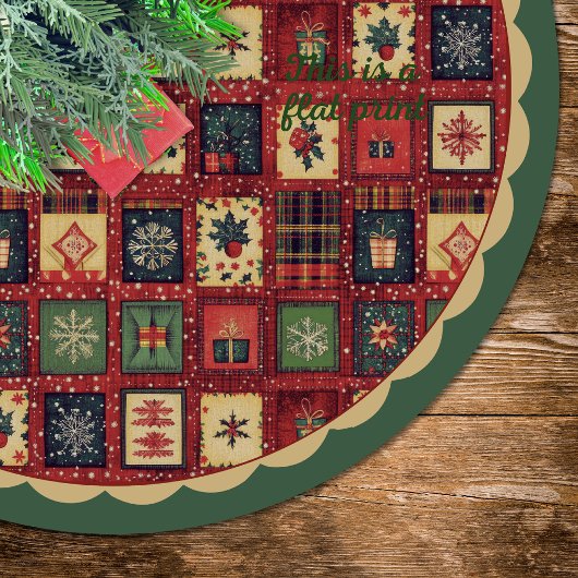 Elegant red green festive christmas pattern custom polyester weihnachtsbaumdecke