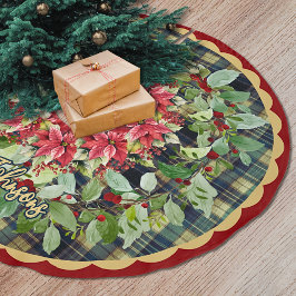 Elegant red green festive christmas wreath custom polyester weihnachtsbaumdecke