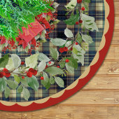 Elegant red green festive christmas wreath custom polyester weihnachtsbaumdecke