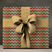 Elegant Red Green Geometric Chevron Luxury Pattern Geschenkpapier