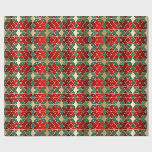 Elegant Red Green Geometric Star Luxury Pattern Geschenkpapier (Flach)