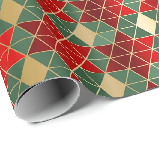 Elegant Red Green Geometric Star Luxury Pattern Geschenkpapier (Rolleneckpunkt)