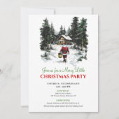 Elegant Red Green Holiday Scene Christmas Invite Einladung (Vorderseite)