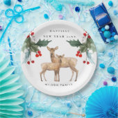 ELEGANT RED GREEN HOLLY BERRY DEER DUO NEW YEY PAPPTELLER (Party)