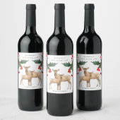 ELEGANT RED GREEN HOLLY BERRY DEER DUO NEW YEY WEINETIKETT (Flaschen)