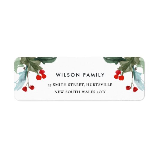 ELEGANT RED GREEN HOLLY BERRY NEW YEAR ADRESSE (Vorne)