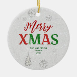 Elegant Red Green Kristall Merry White Christmas Keramik Ornament