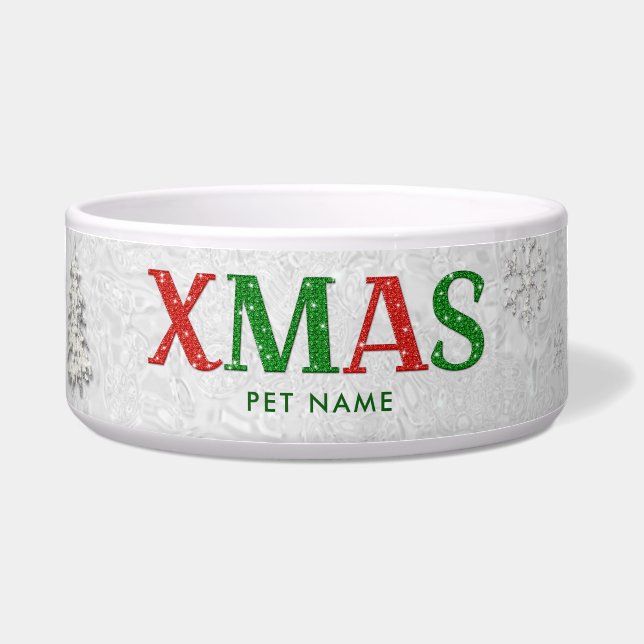 Elegant Red Green Kristall Merry White Christmas Napf (Vorderseite)