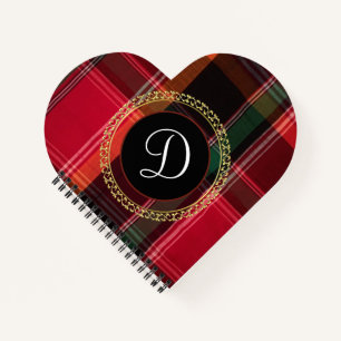 Elegant Red Green Madras Monogram Personalize Notizblock