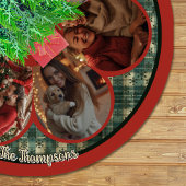 Elegant red green multiple photos christmas polyester weihnachtsbaumdecke