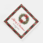 Elegant Red Green Plaid Christmas Wreath Napkins Serviette (Ecke)