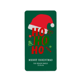 Elegant Red Green White Frohe Weihnachten Adressaufkleber