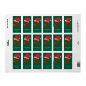 Elegant Red Green White Frohe Weihnachten Adressaufkleber (Vorne)