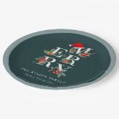 Elegant Red Green White Frohe Weihnachtsfoliage Pappteller (Schrägansicht)